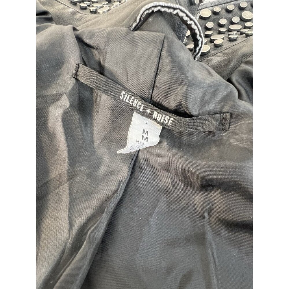 Silence + Noise Studded Faux Leather Biker jacket black sz M - Picture 9 of 9